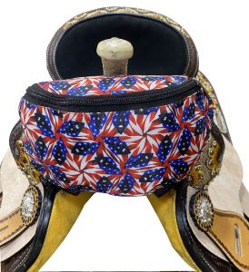 Showman American Flag Starburst Print Insulated Nylon Saddle Pouch